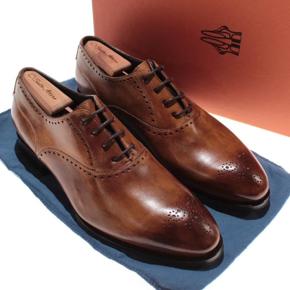 Di Bianco NWB Oxford Dress Shoes Size 9 US in Brown Leather Made in Italy